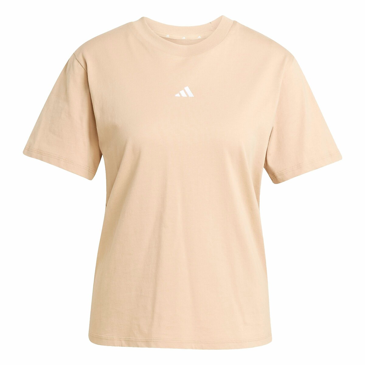 T-shirt Essentials con logo piccolo beige, ADIDAS SPORTSWEAR