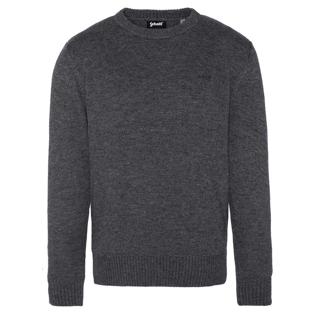 Pull col rond anthracite en lambswool anthracite, SCHOTT