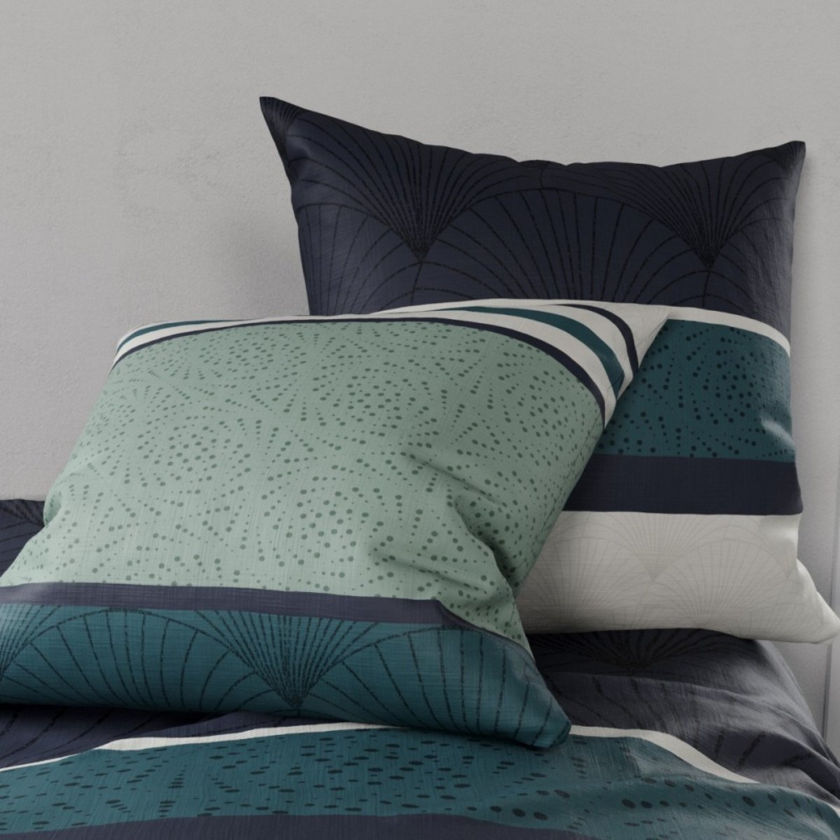 Housse de couette 260x240 ANTIKA + 2 taies coton 57 fils vert, DECORATIE
