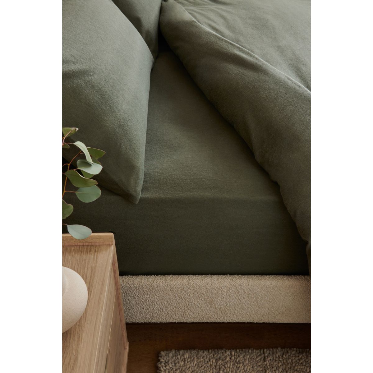 Drap brossé ultra doux vert foncé, NEXT