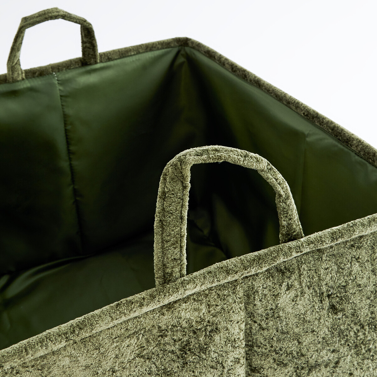 Panier rectangulaire, en velours, OTELO vert foncé, LA REDOUTE INTERIEURS