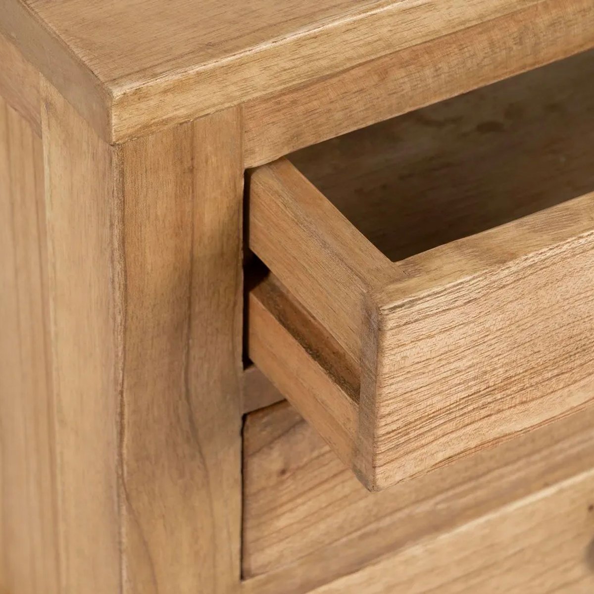 Table de chevet en bois de mindi 3 tiroirs 45x35x55cm bois, WADIGA