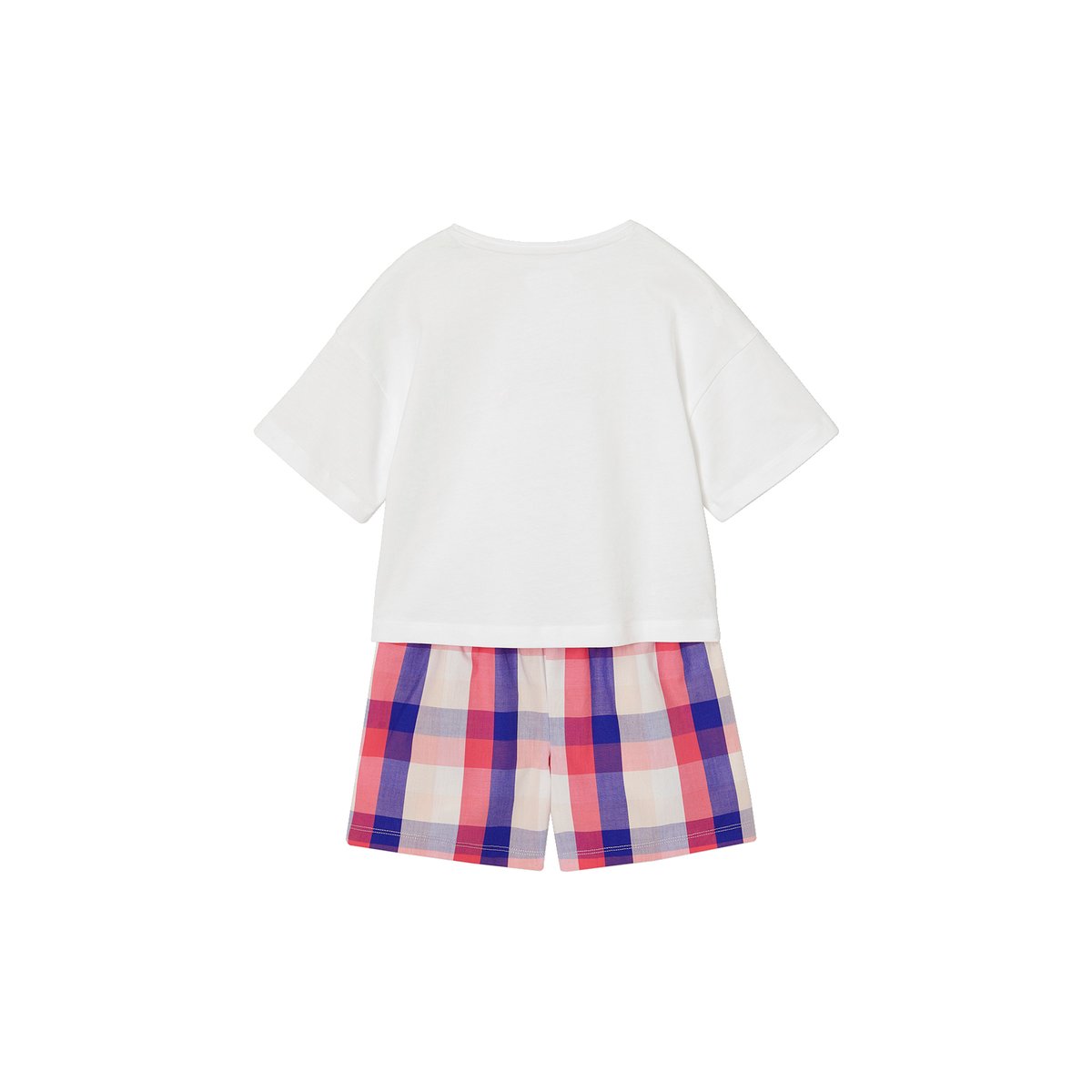 Pyjashort chat en popeline blanc, VERTBAUDET