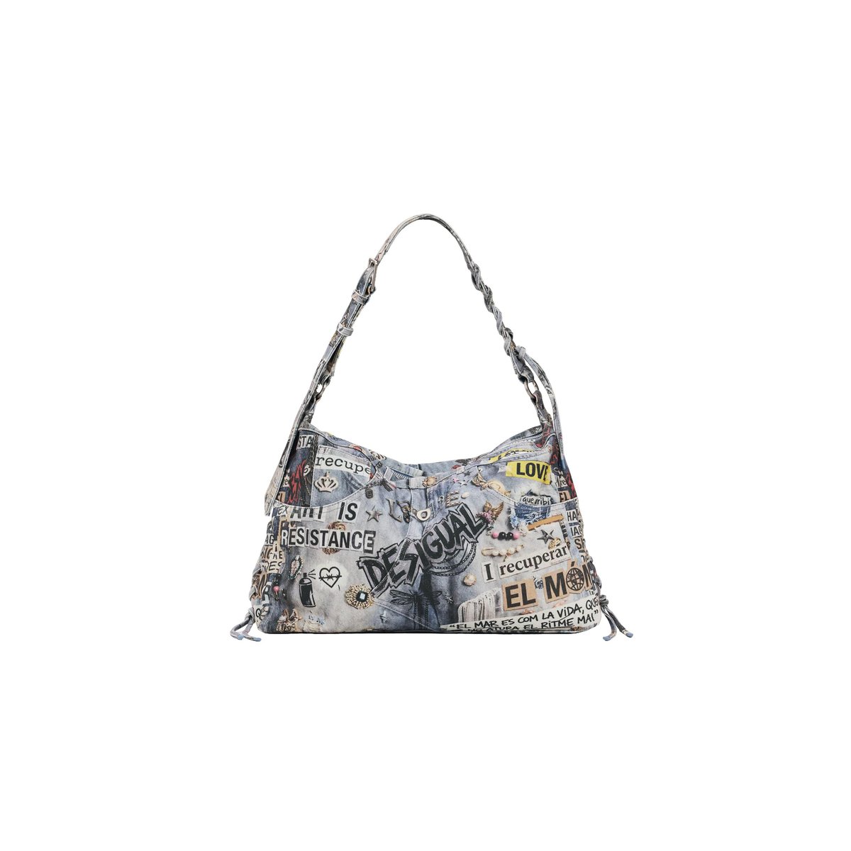 GRAND SAC BRODÉ bleu clair, DESIGUAL