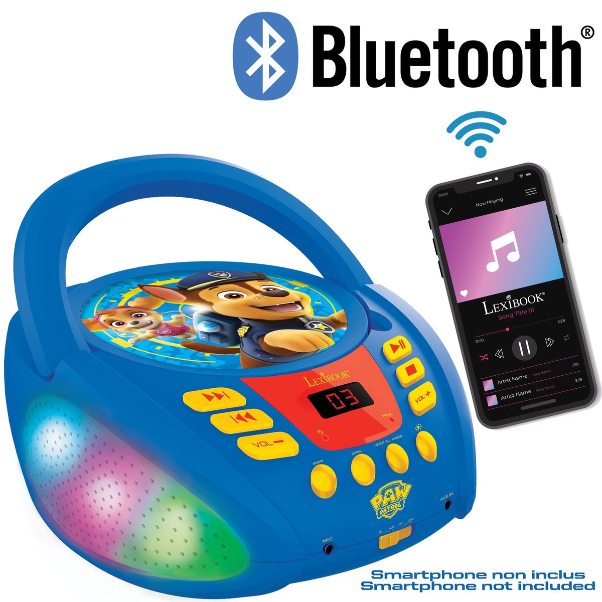 Lecteur CD Bluetooth La Pat’ Patrouille bleu, LEXIBOOK
