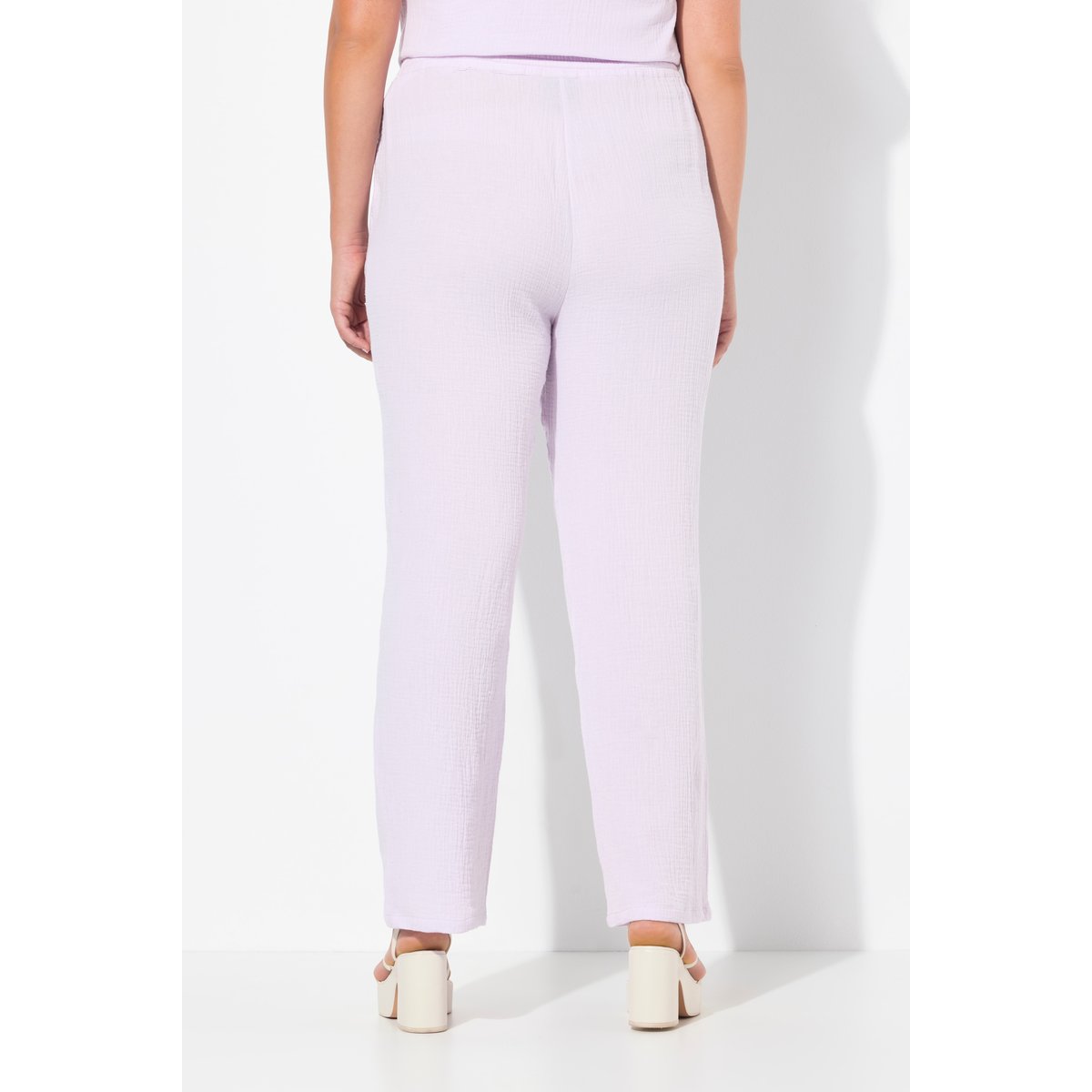Pantalon à enfiler Rose en mousseline. Jambe lavande, ULLA POPKEN