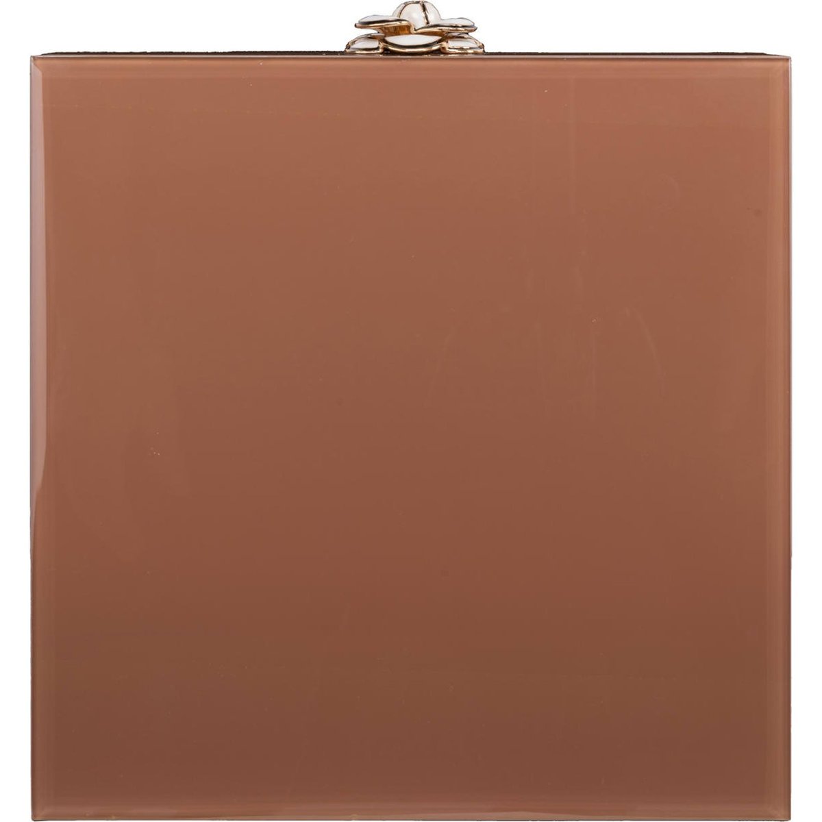 Boîte de rangement en verre motif floral marron brillant avec fleur blanche, RECOLLECTION