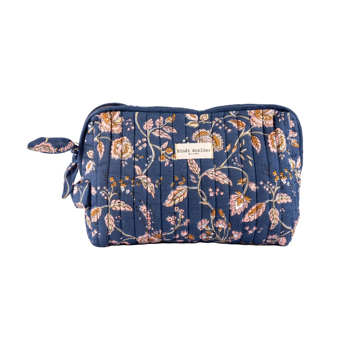 Trousse de toilette en coton matelassé bleu nuit, BINDI ATELIER