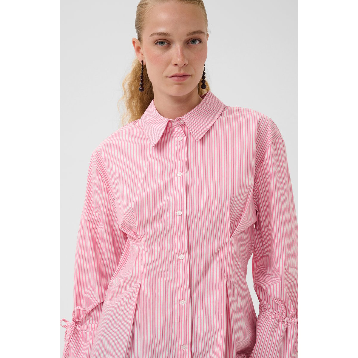 Chemise à manches longues rose rouge pink/red stripe, CULTURE