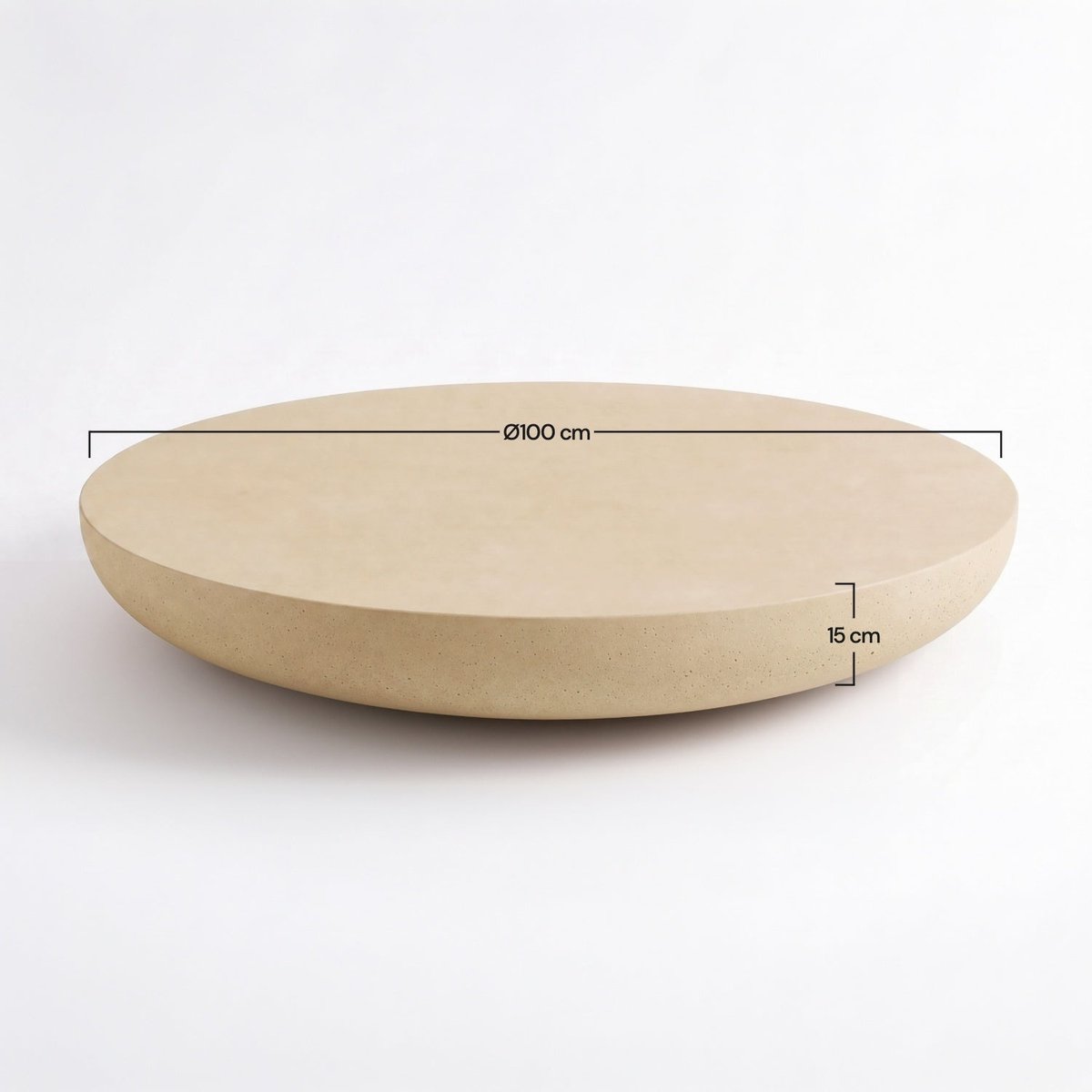 Table basse ronde en fibre d'argile effet béton D100 cm - MILOS beige, MAISON PAVANE