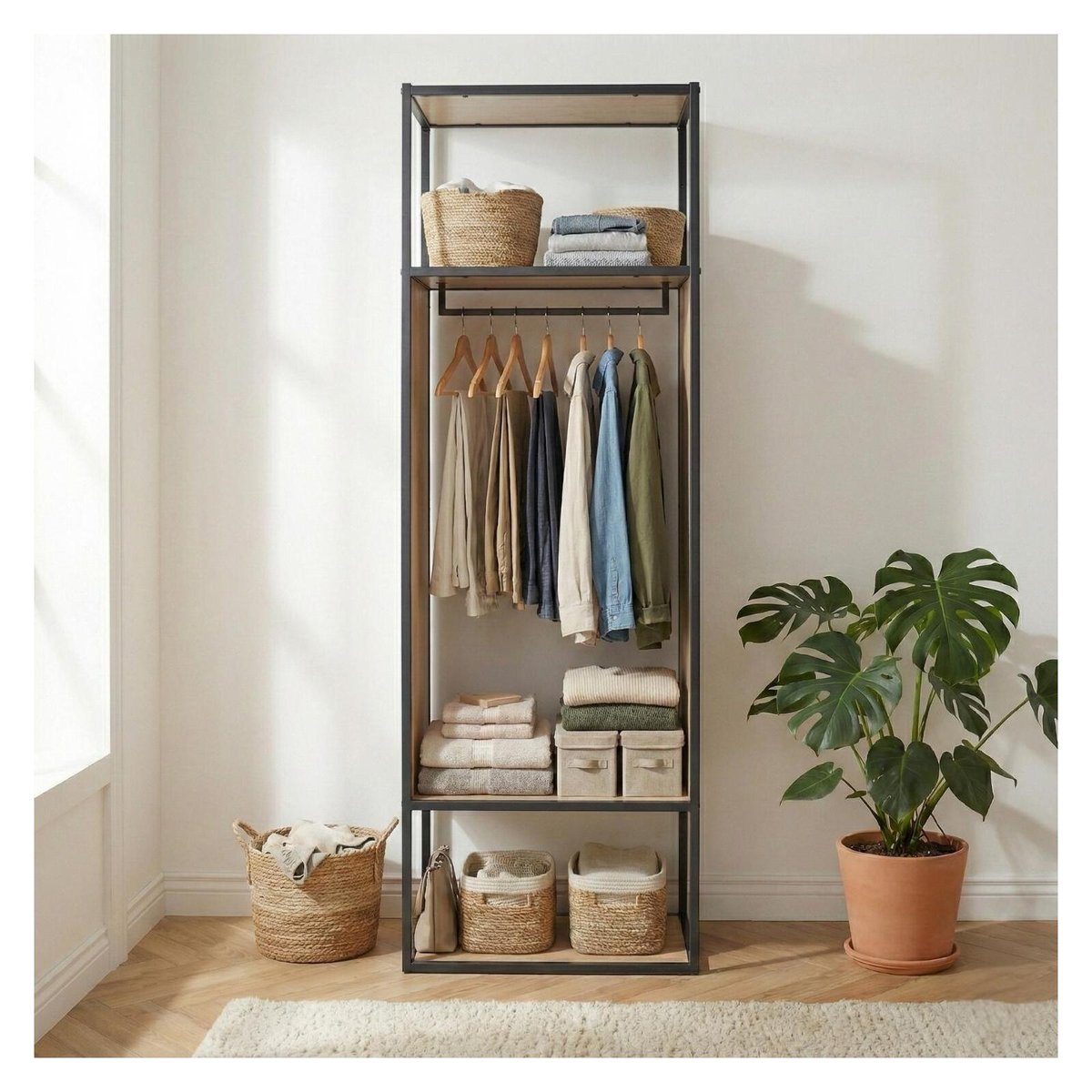 Portant vêtements en bois et métal gris OSLO gris anthracite, MOB IN