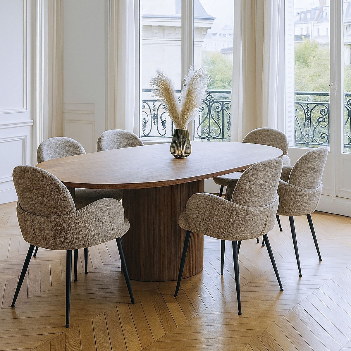 Table ovale extensible en bois, SIERRA couleur unique, NOW'S HOME