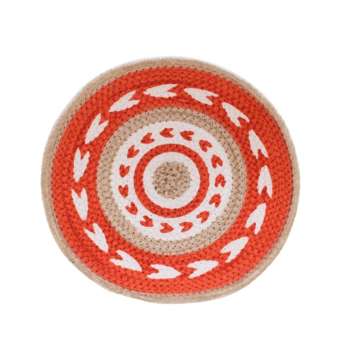 Corbeille murale ronde en corde imprimée 30cm terracotta, ORNAMI