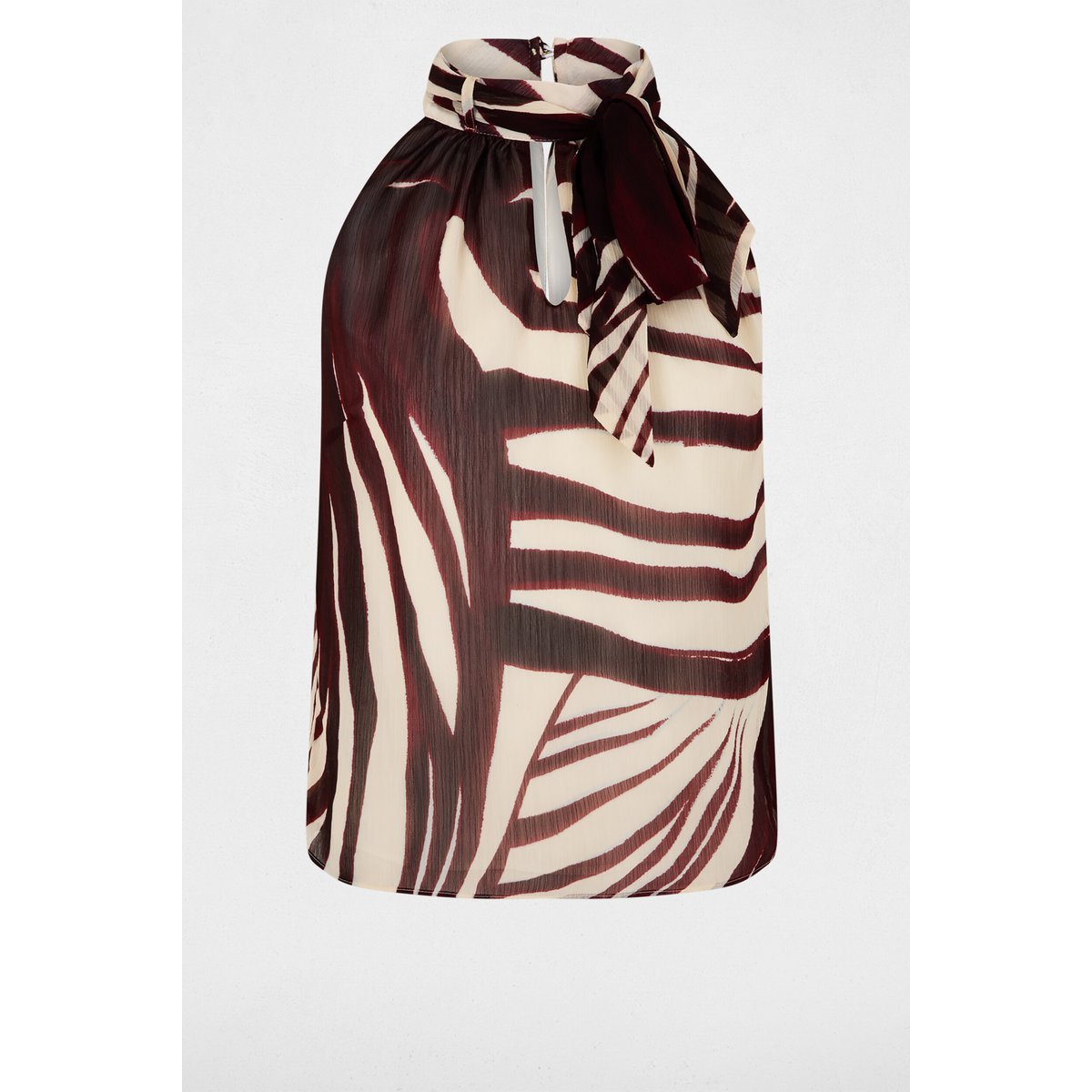Top plissé col lavallière multicolore, MORGAN