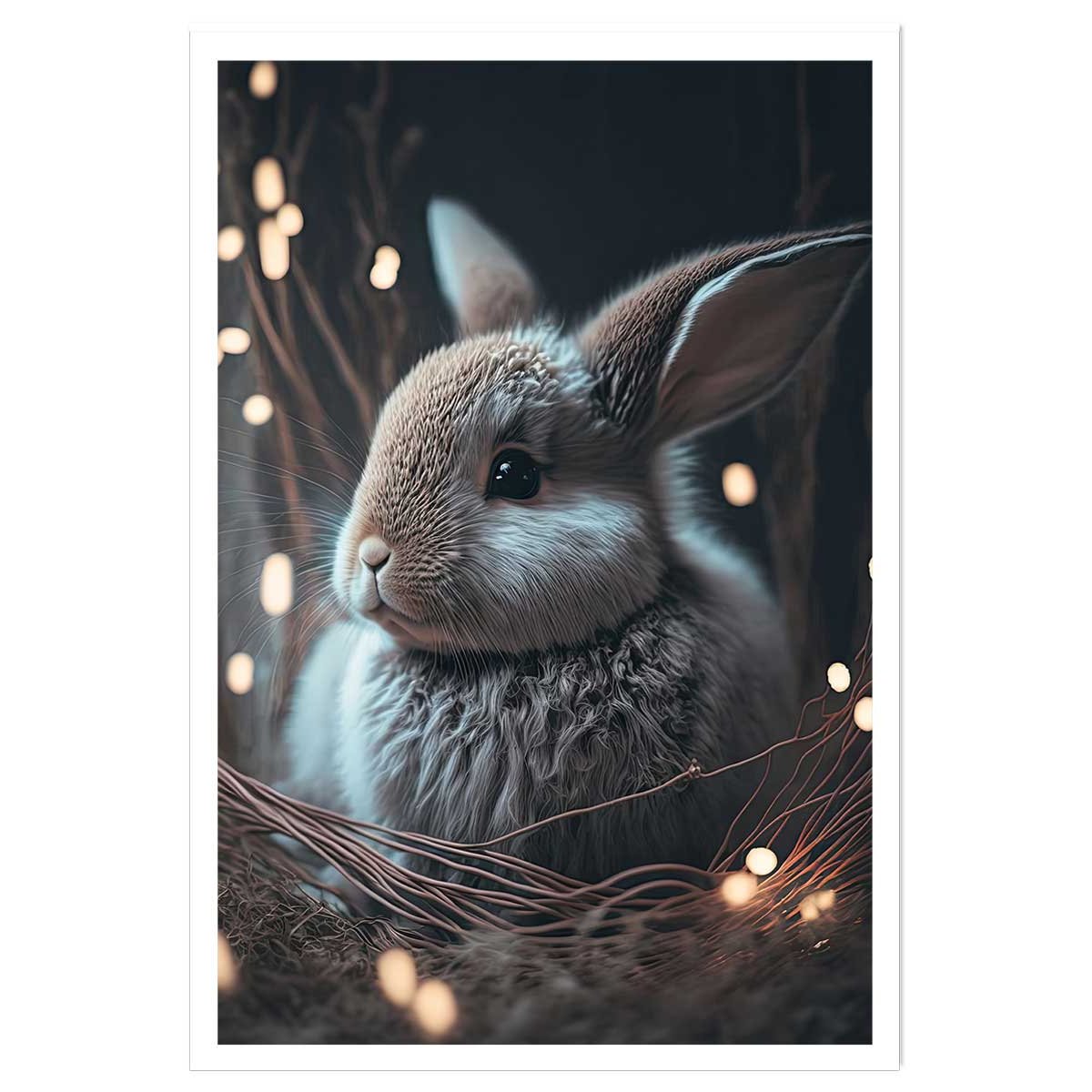 Affiche enfant lapin dans le nid affiche seule, HEXOA