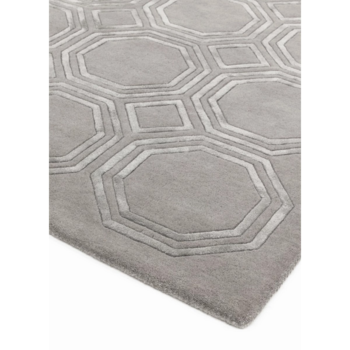Tapis salon et chambre moderne tissé main NAVEL argent, NOVATREND