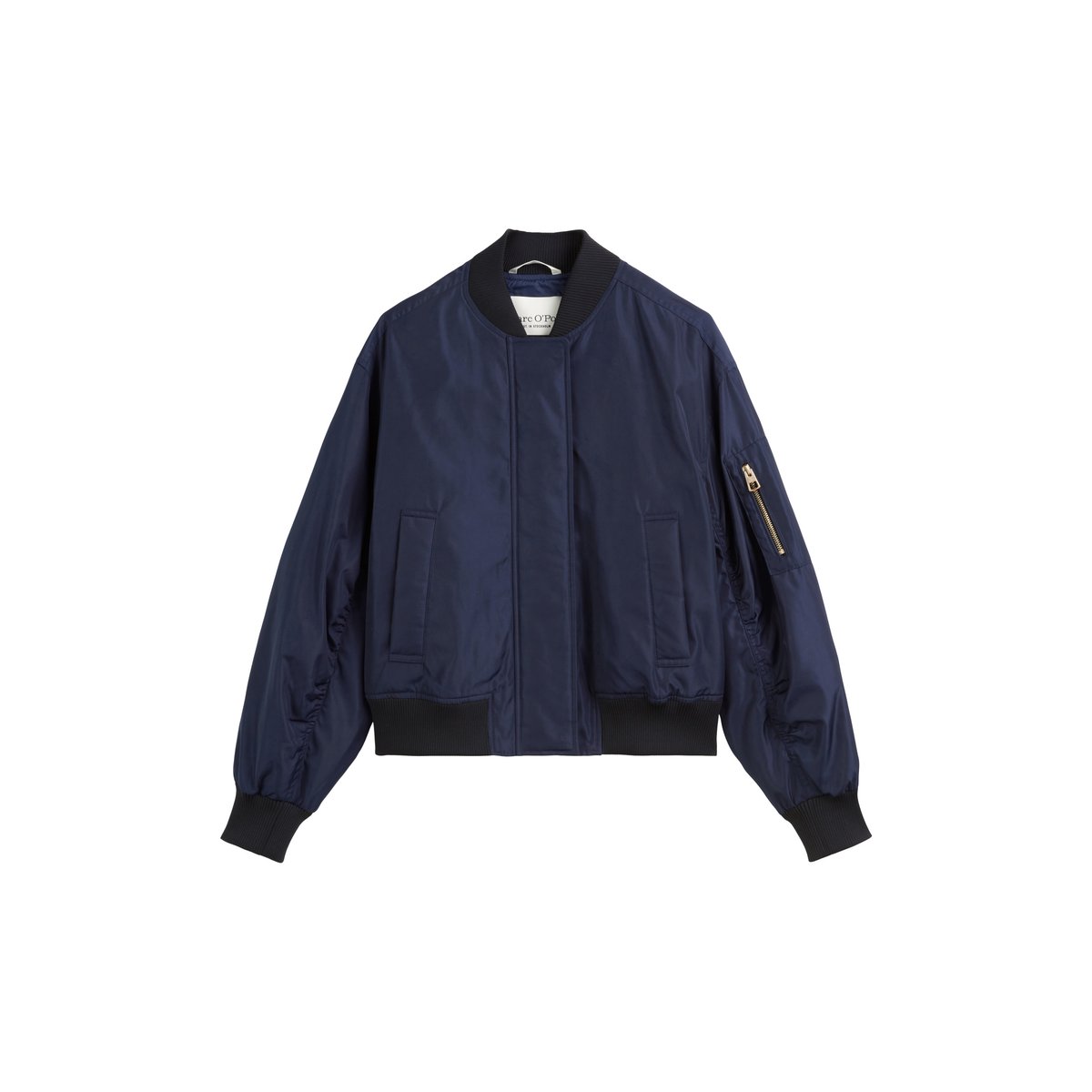 Blouson Aviator régulier en mini-canvas recyclé bleu foncé, MARC O'POLO