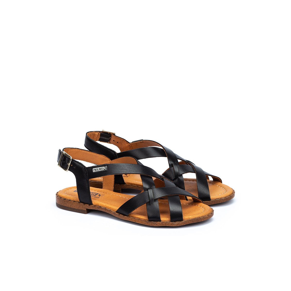Sandales plates cuir Algar black, PIKOLINOS