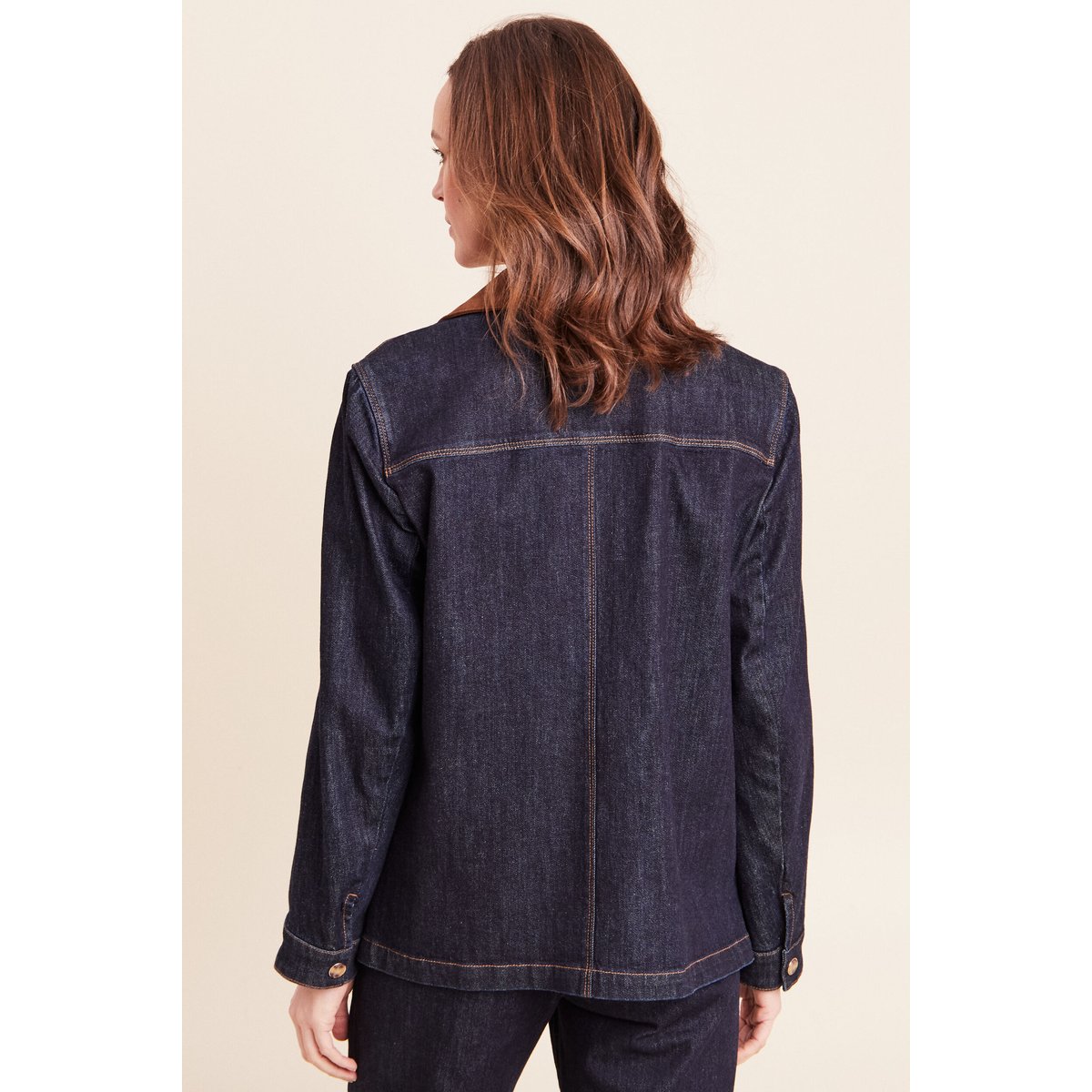 Veste droite à manches longues denim brut, BREAL