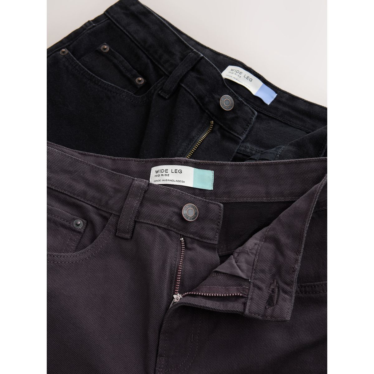 Jean large, lot de 2 noir/brun chocolat, NEXT