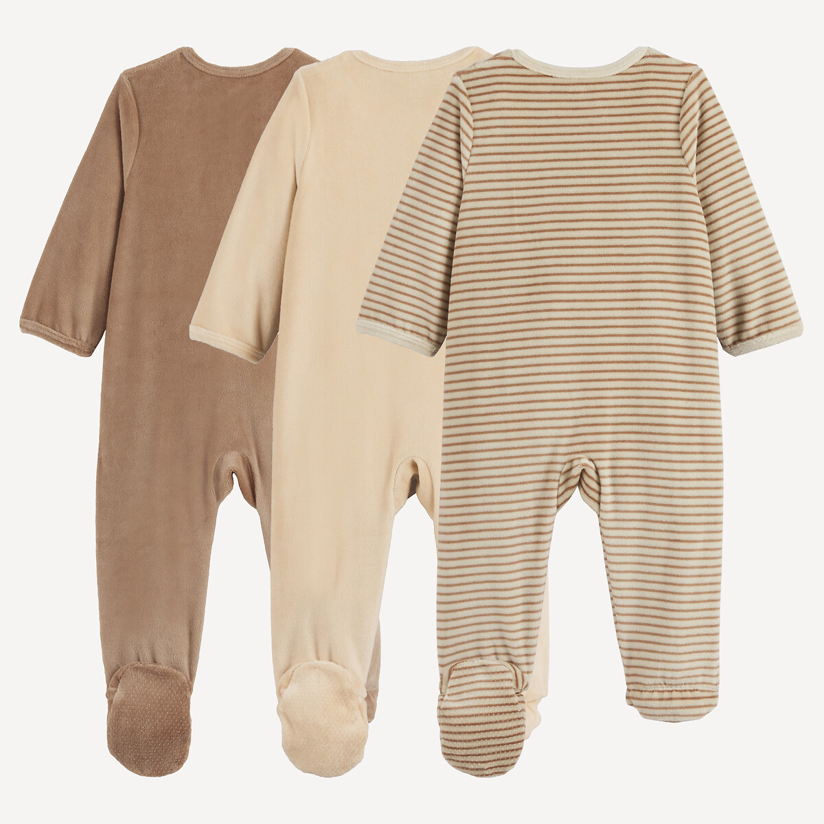 Lot de 3 pyjamas 1 pièce en velours assortis, LA REDOUTE COLLECTIONS