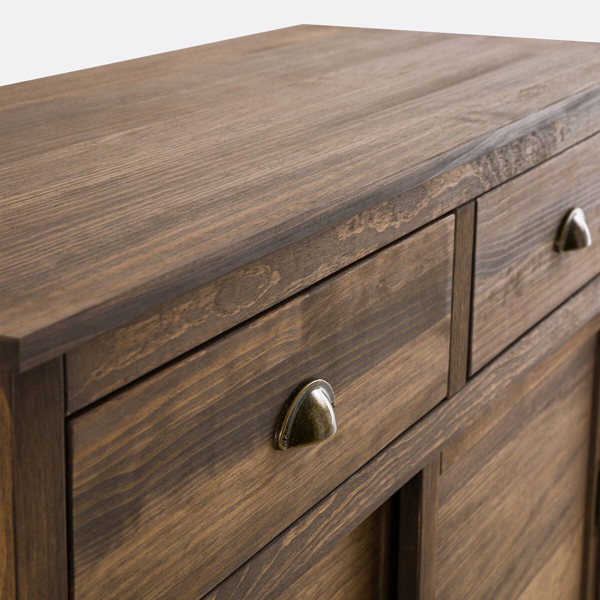 Buffet 2 portes 2 tiroirs pin massif et MDF, Lunja ciré naturel, LA REDOUTE INTERIEURS