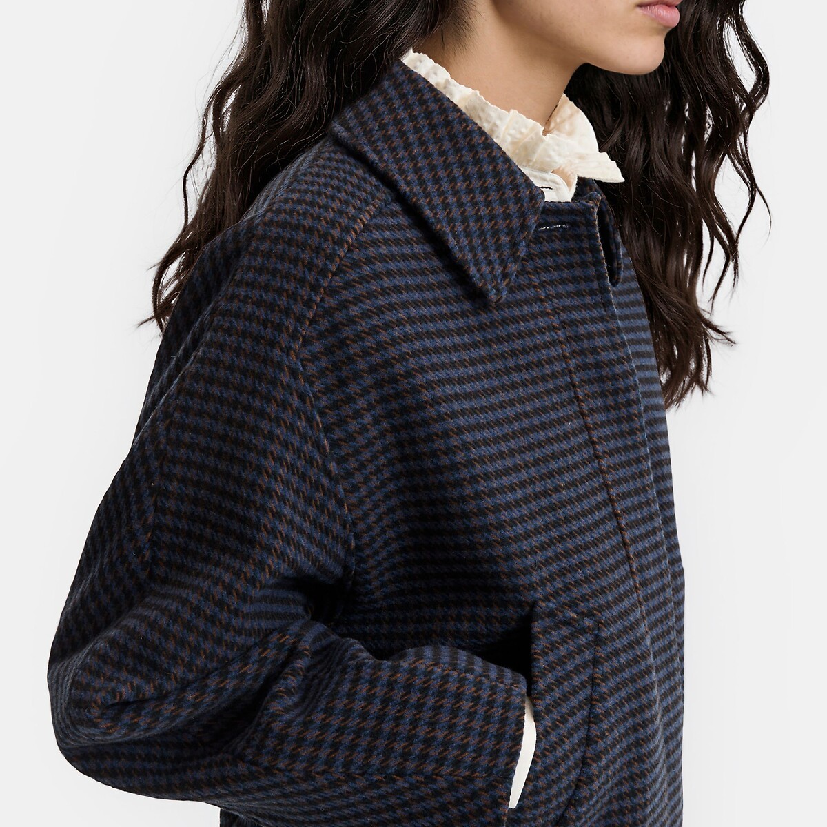 Blouson motif pied-de-poule, à col chemise carreaux bleu, LA REDOUTE COLLECTIONS
