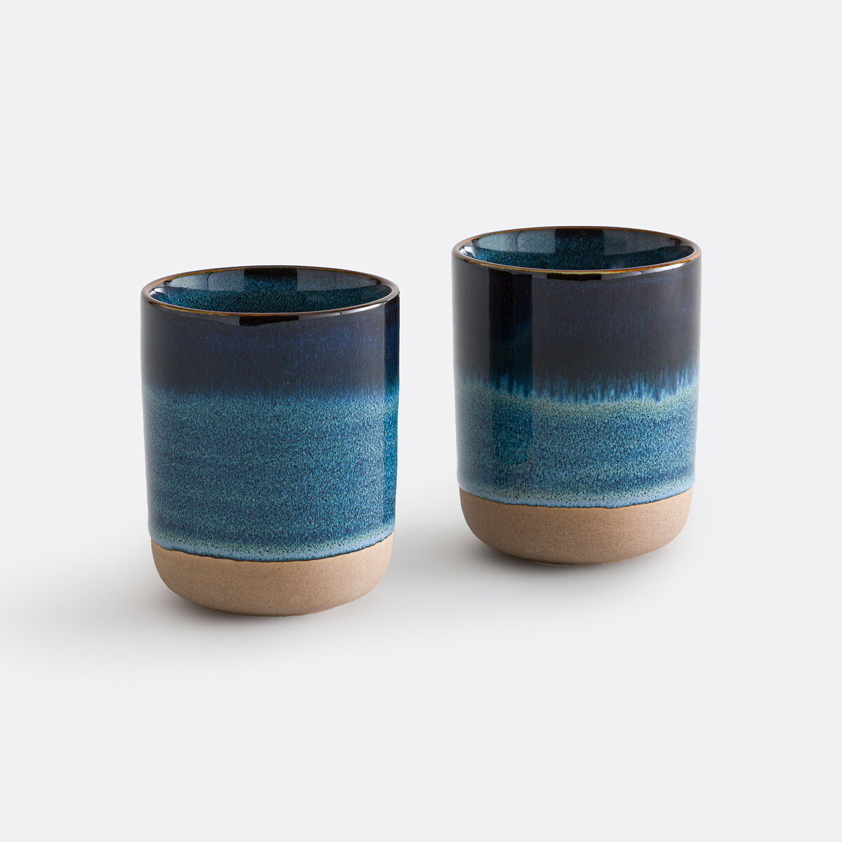 Lot de 2 tasses, en grès émail réactif, BISCETO bleu, LA REDOUTE INTERIEURS