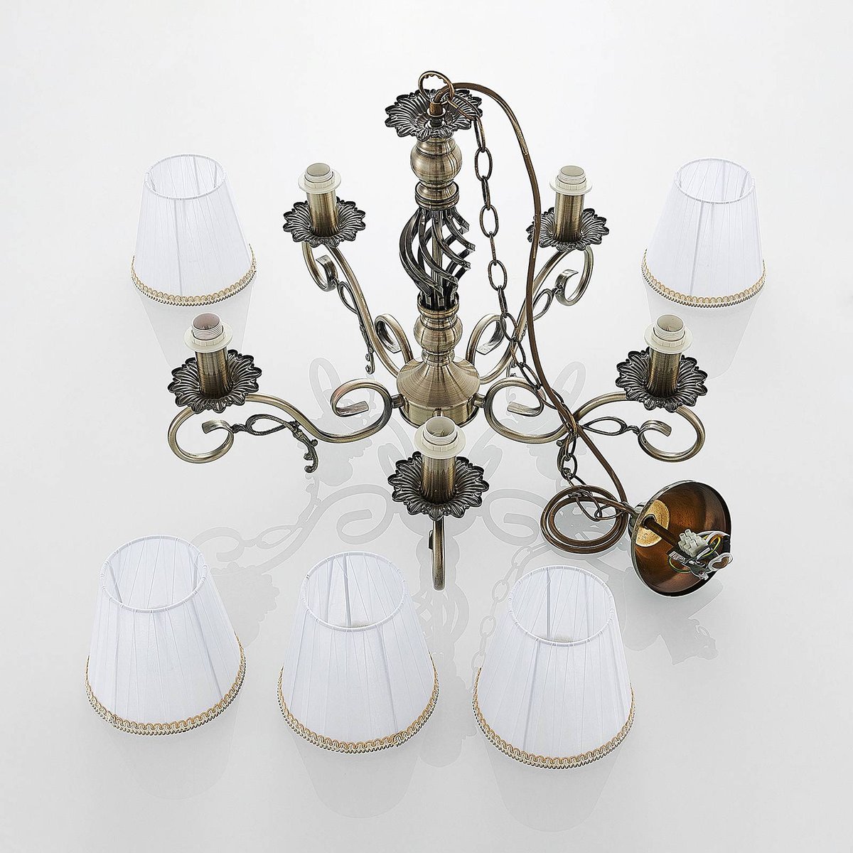 Lustre en textile, Finnick blanc, laiton vieilli, LINDBY