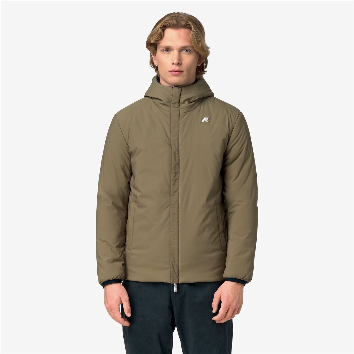 Parka courte, réversible, JACK ST WARM bleu marine/vert, K-WAY