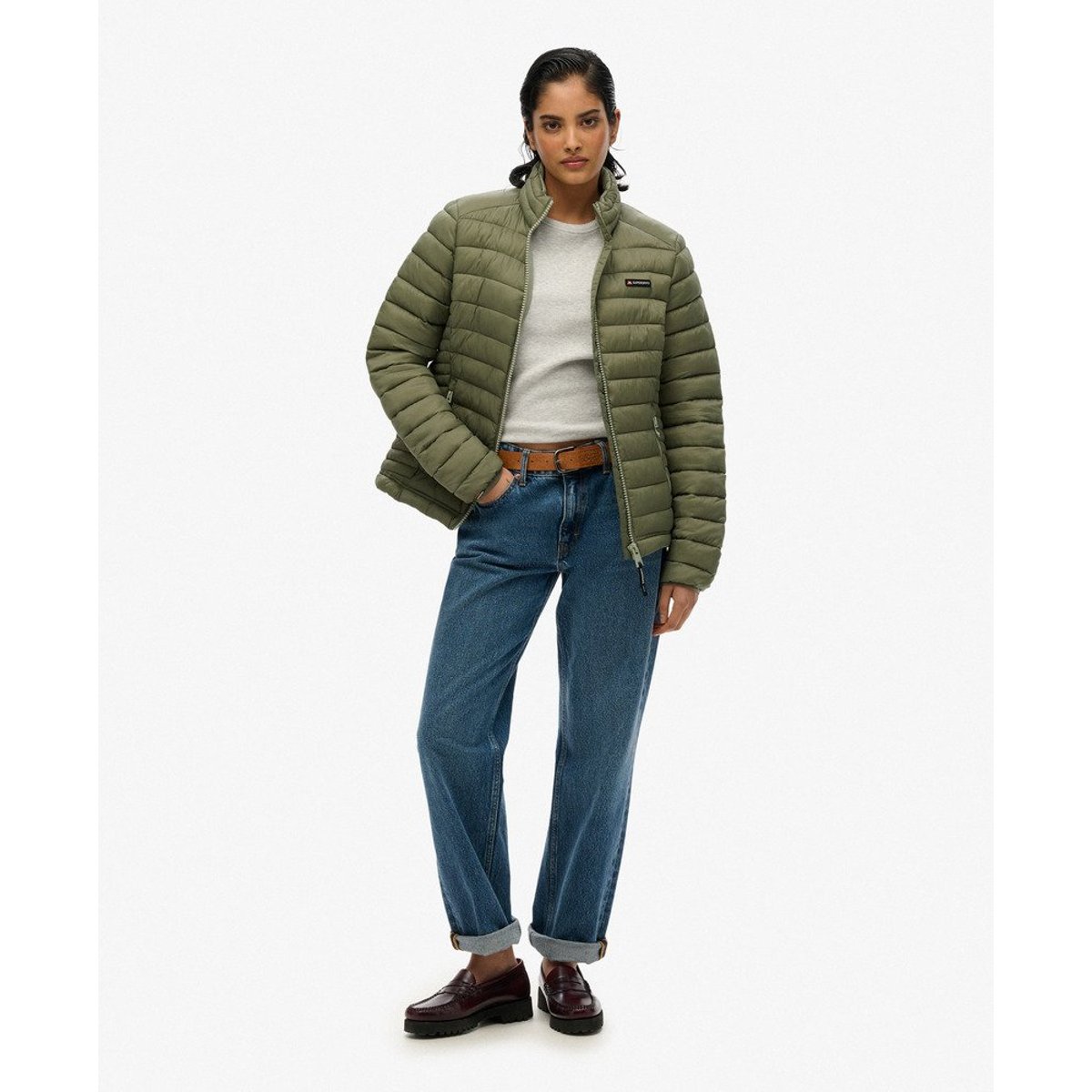 Doudoune Fuji Lite vert olive poudré, SUPERDRY