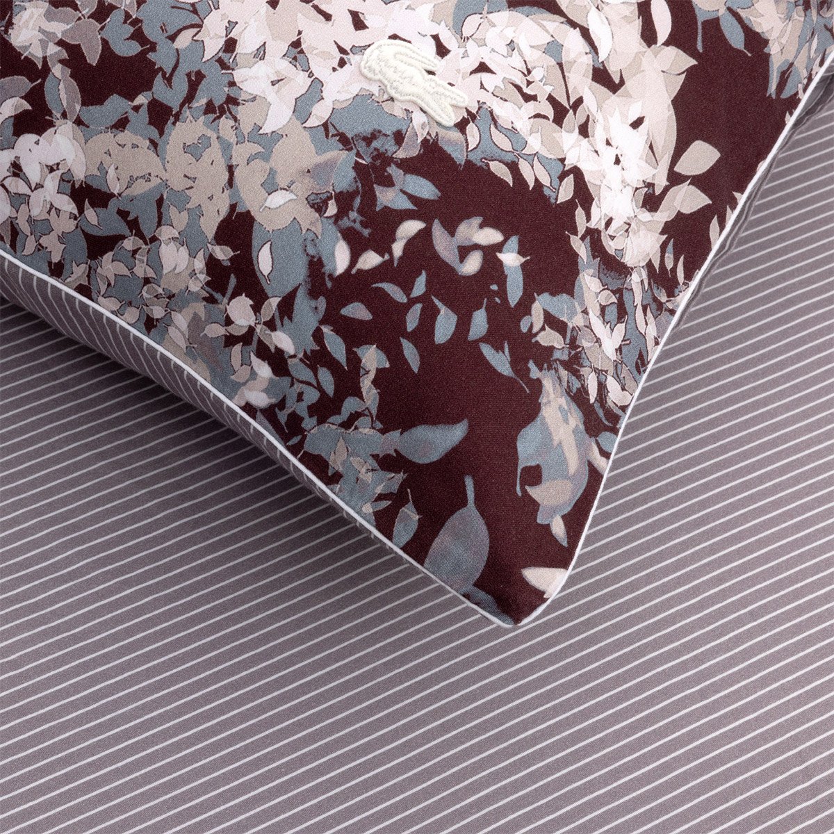Taie d'oreiller en satin de coton lavé, L OMBRE multicolore, LACOSTE HOME