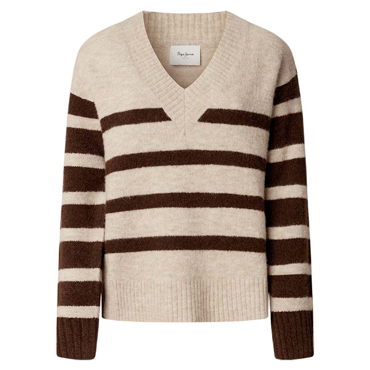 Pull En Maille À Rayures blanc écru foncé, PEPE JEANS