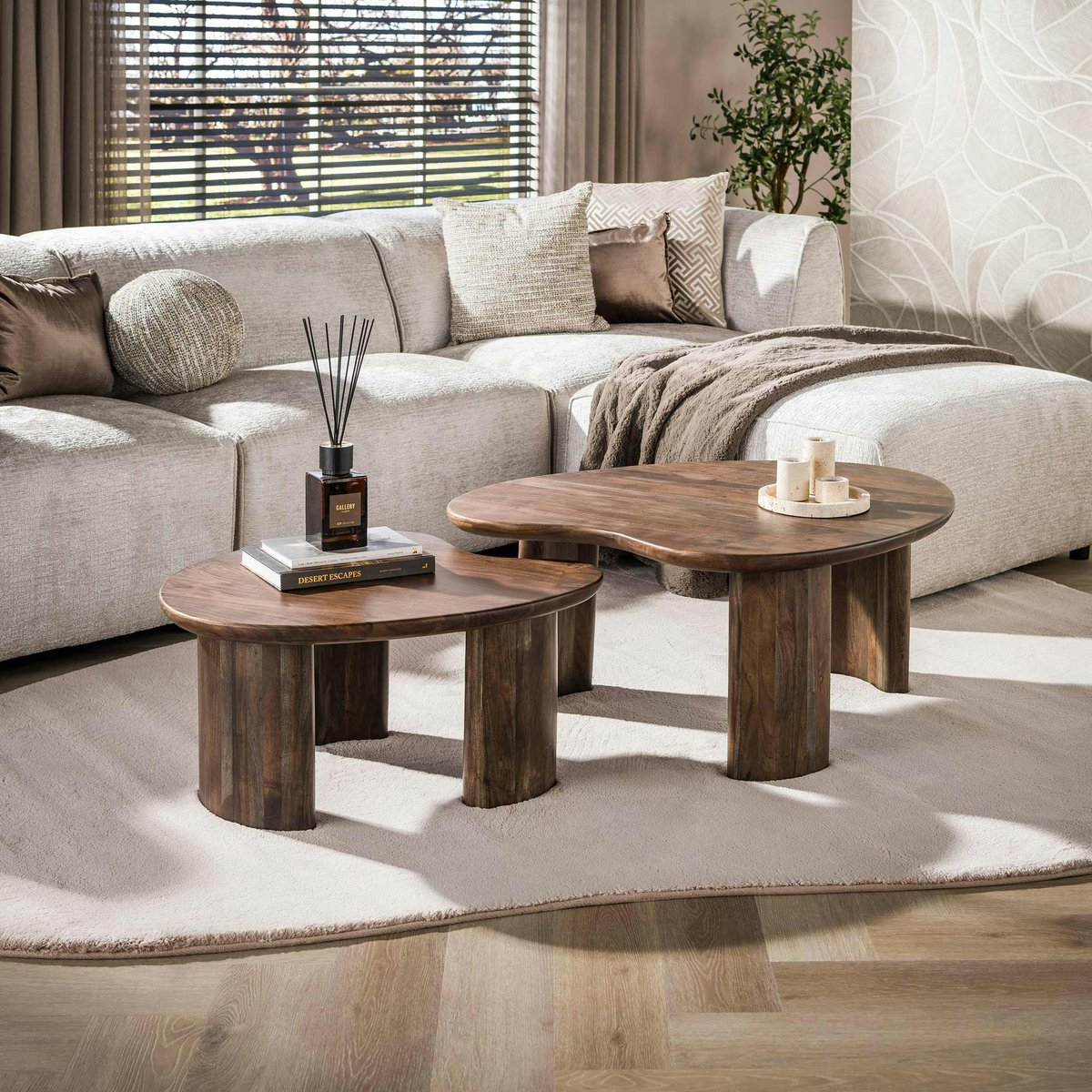 Table gigogne en acacia foncé design organique (x2) NAKO marron, PIER IMPORT
