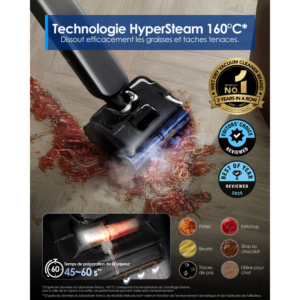 Aspirateur laveur Floor One S9 Artist Steam Pro avec fonction vapeur couleur unique, TINECO