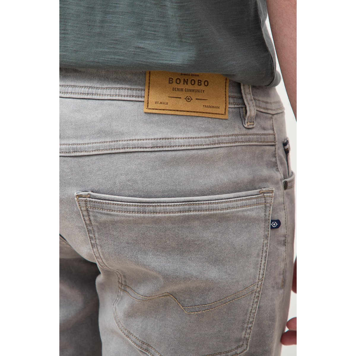 Jeans slim longueur 32 denim gris, BONOBO