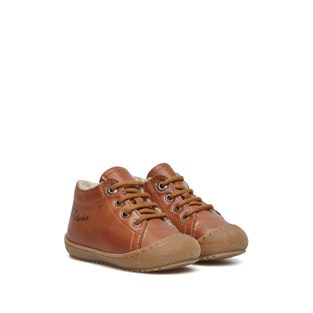 Chaussons premiers pas doublés en laine RACOON cognac, NATURINO