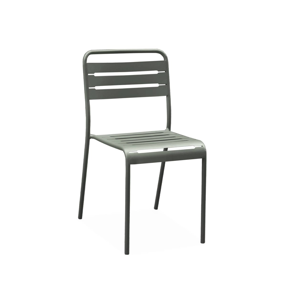 Table de jardin bistrot carré acier + 2 assises OREA + AMÉLIA kaki, SWEEEK