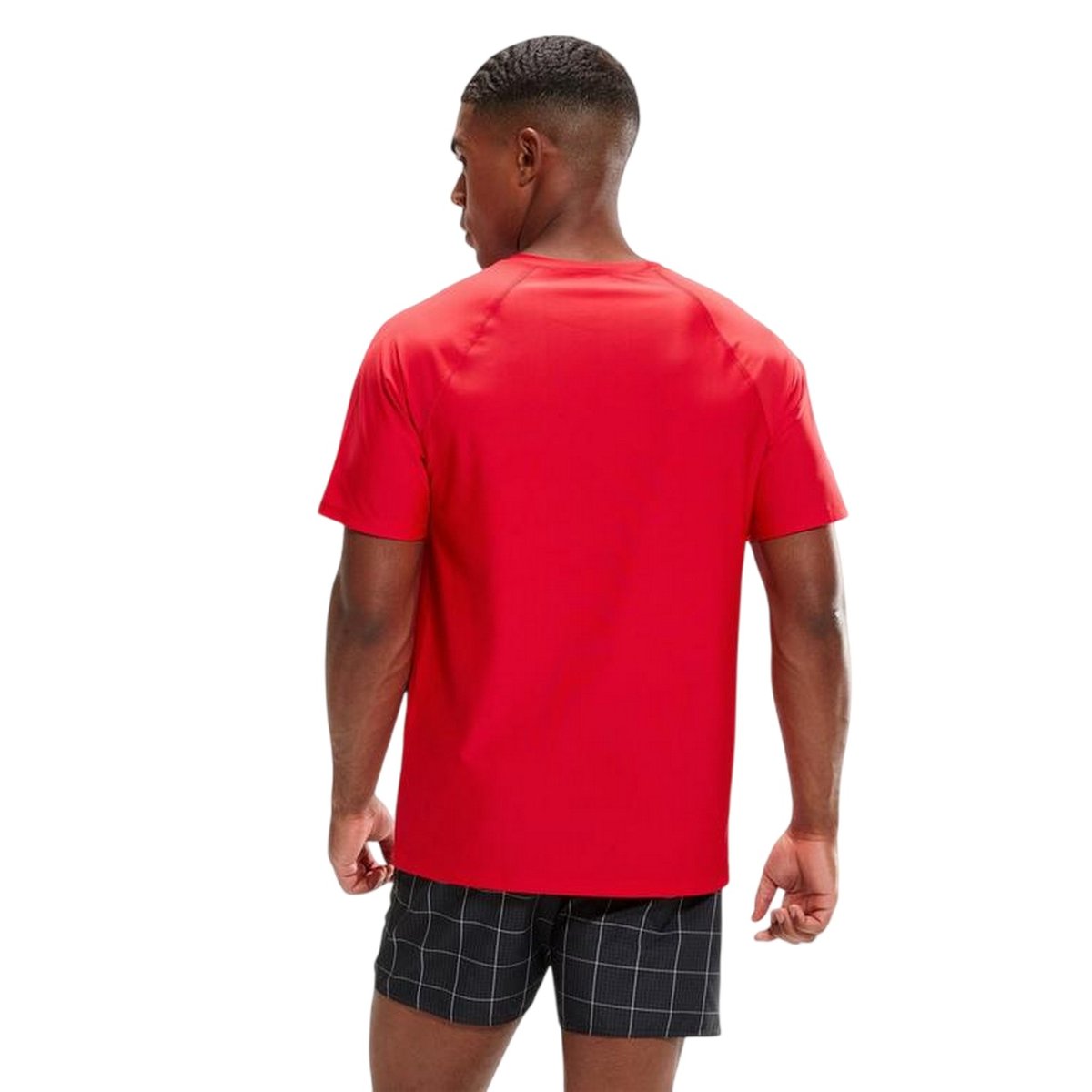 T-shirt uni manches courtes en coton rouge, SPEEDO
