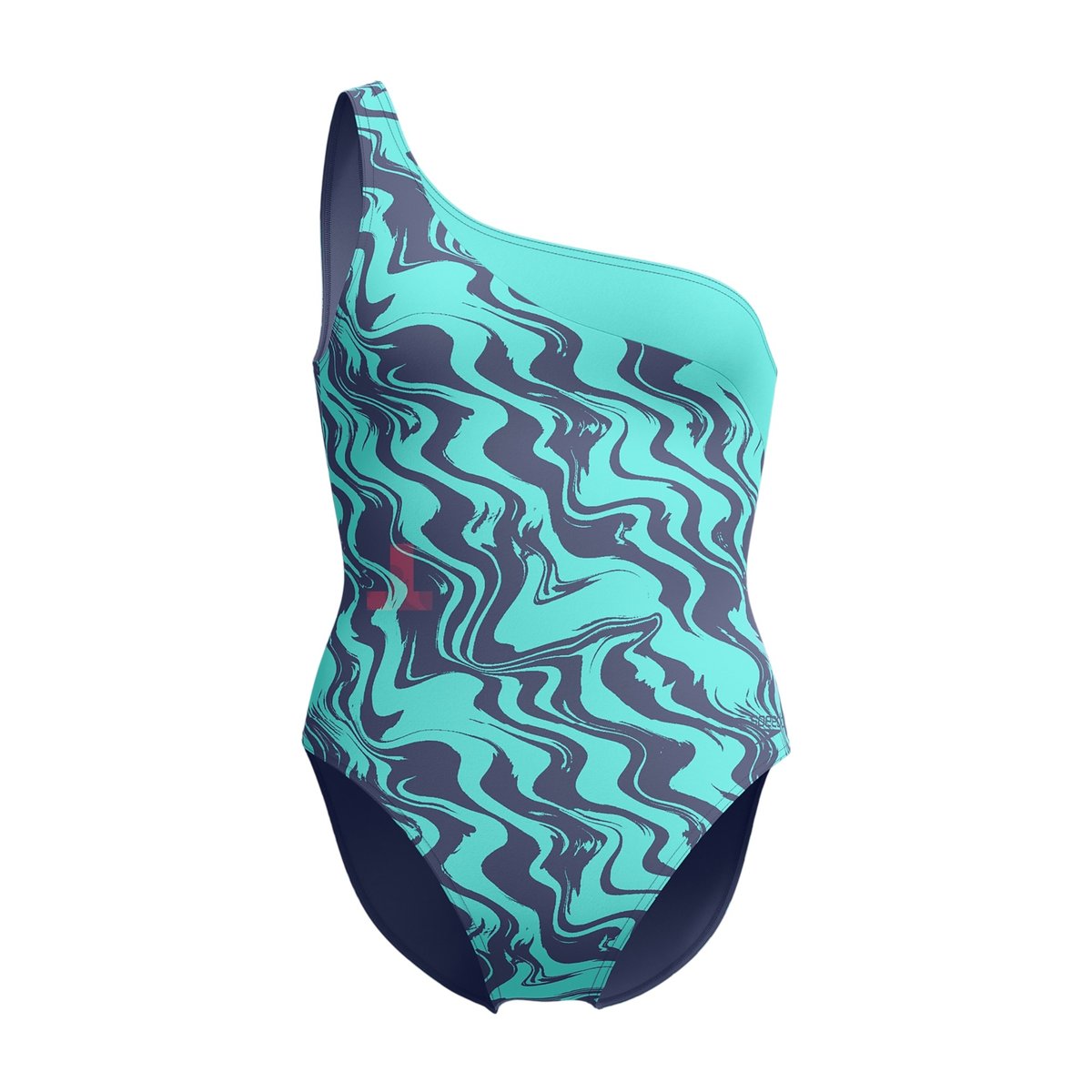 Maillot de bain 1 pièce asymétrique motif/style ondulé gris, SPEEDO