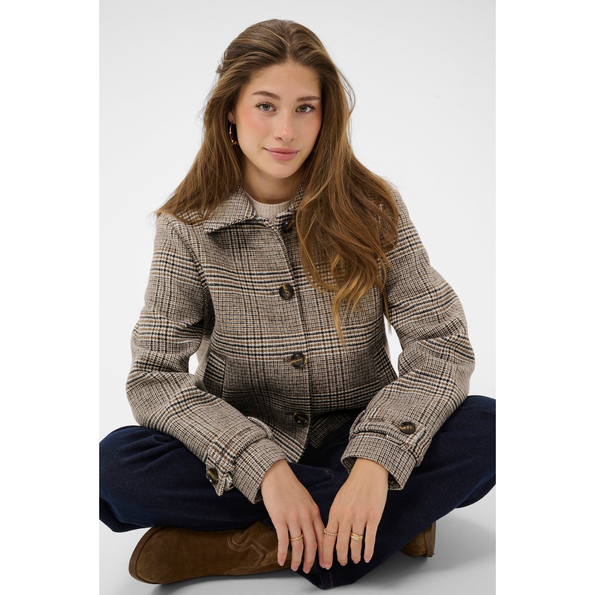 Manteau gris grey check, CREAM