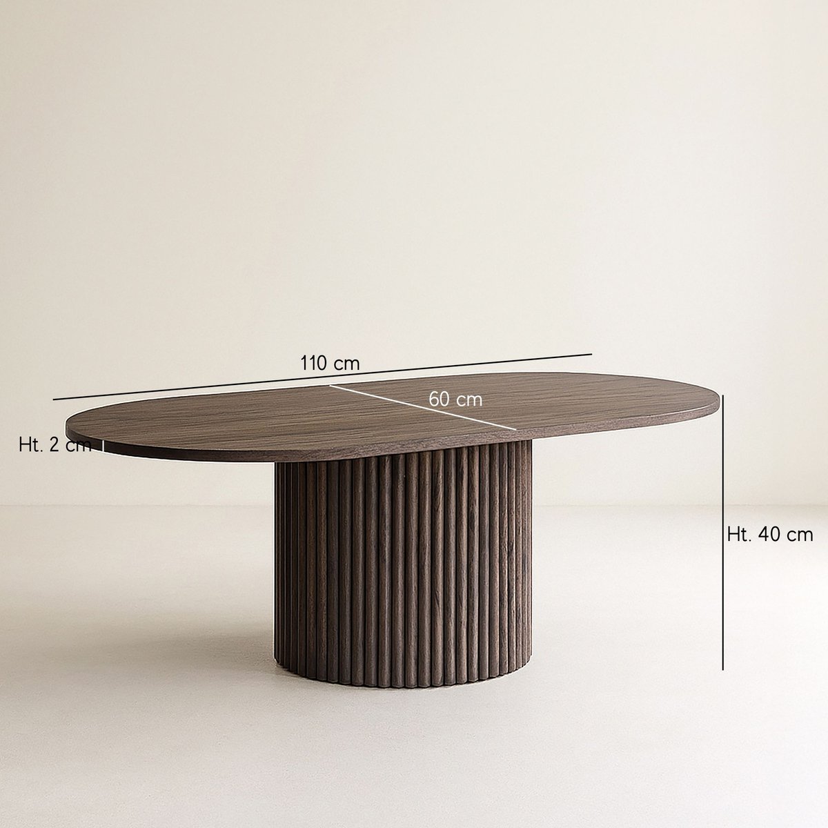 Table basse ovale en bois de noyer, SIERRA naturel, NOW'S HOME