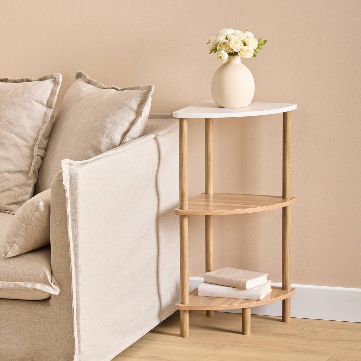Étagère d'angle 3 niveaux effet marbre COME marron, 5FIVE SIMPLY SMART