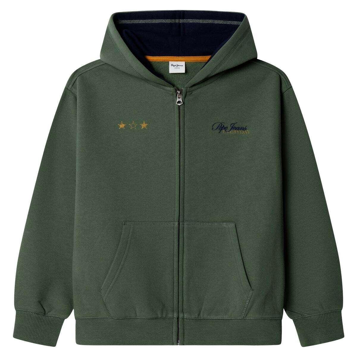 Sweat À Capuche Et Fermeture Éclair Coupe Décontractée vert pin, PEPE JEANS