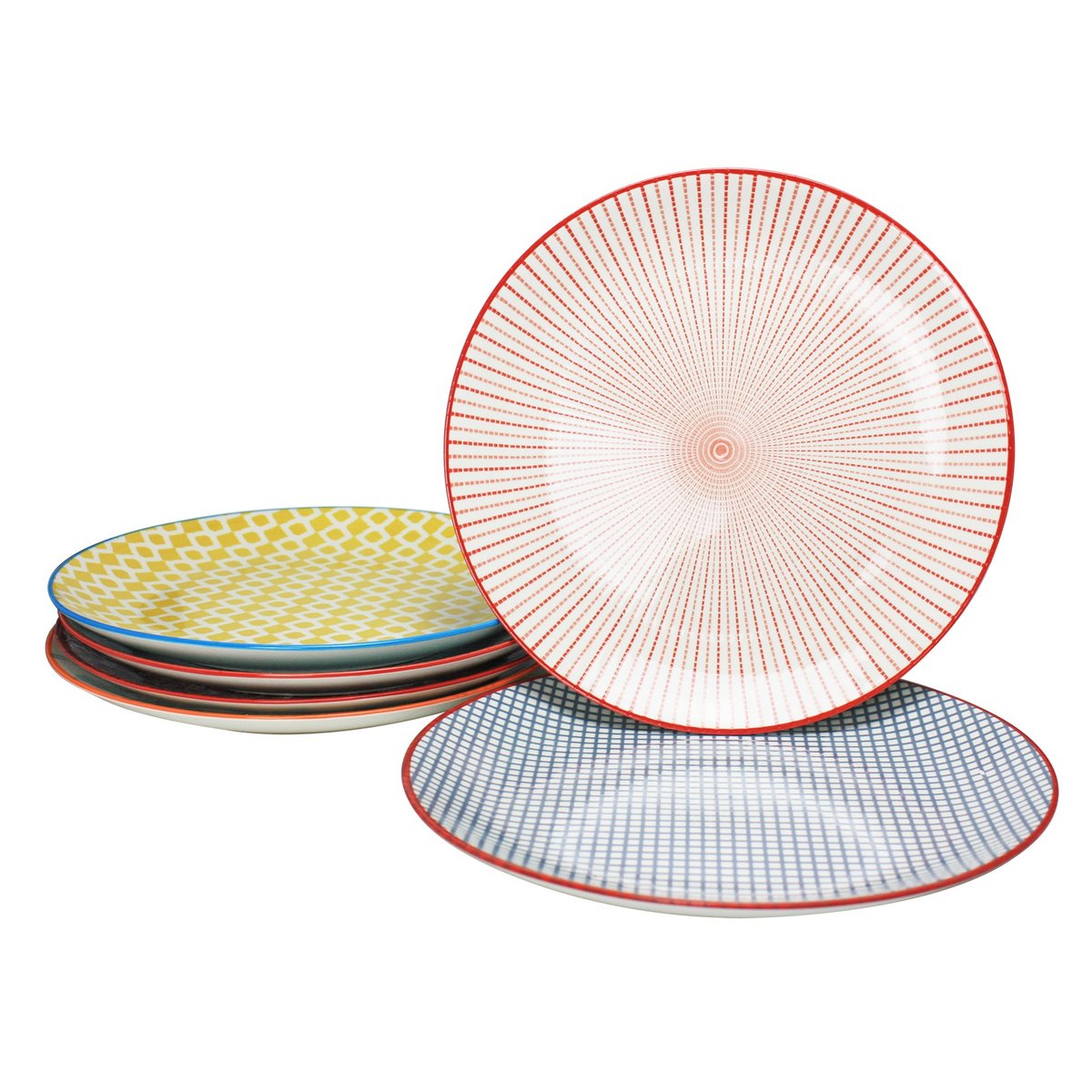 Lot de 6 grandes assiettes design 1, SABAE multicolore, ARTIME