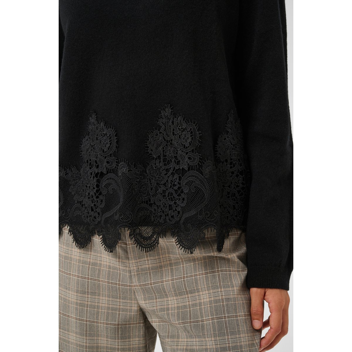 Pull en maille manches longues noir meteorite, CULTURE