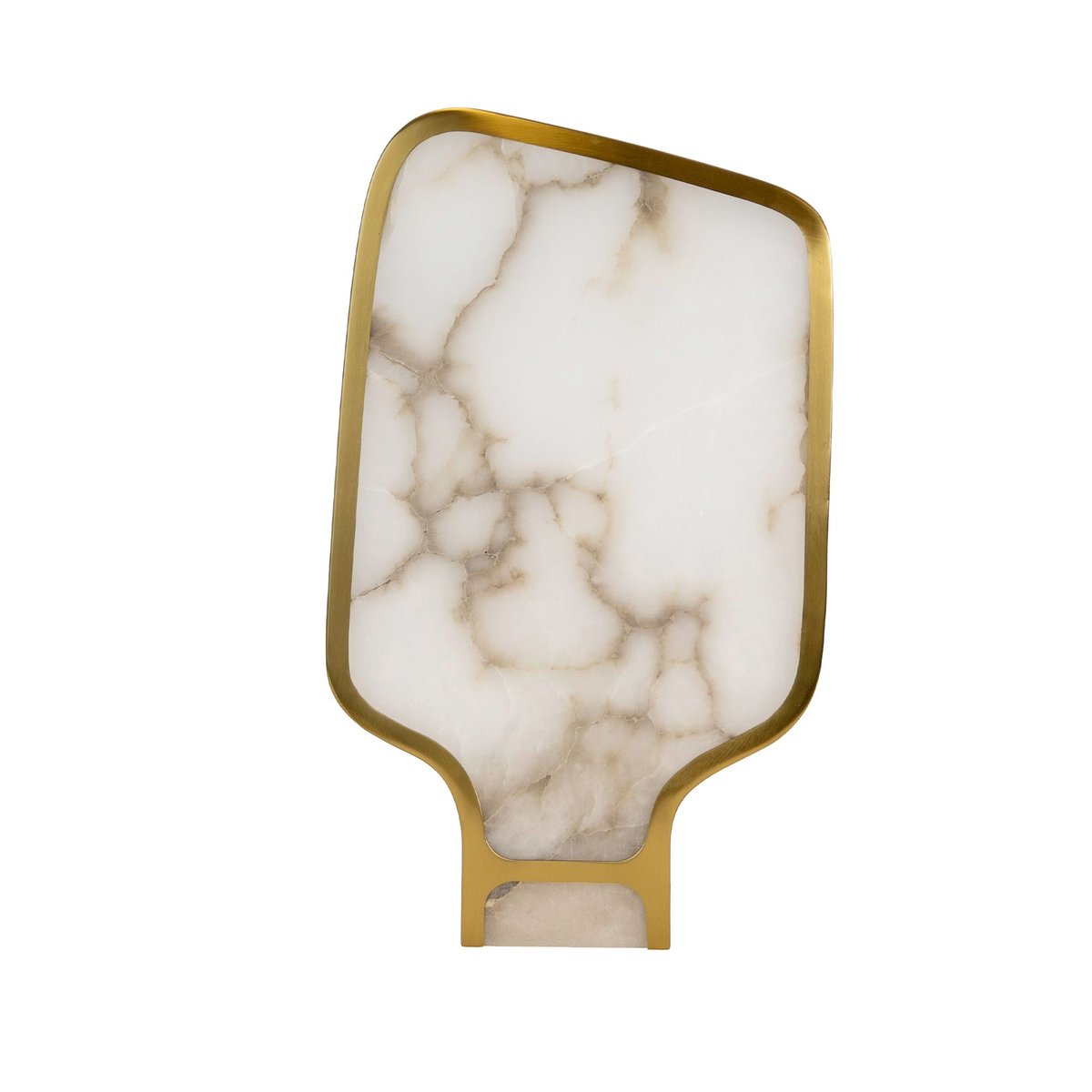 Lampe de table en pierre naturelle d’Alabâtre et acier poli blanc | or, ANGEL CERDA