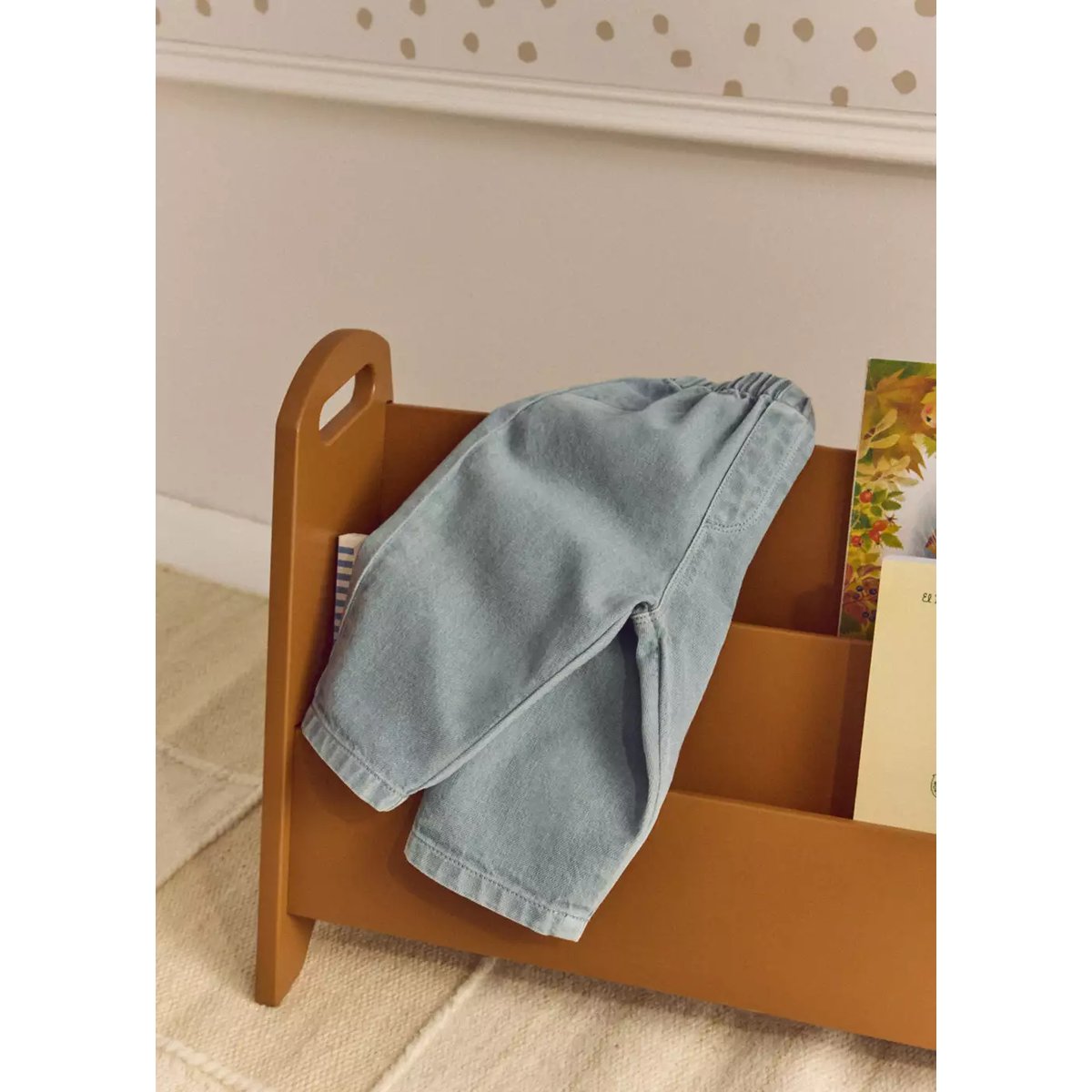 Pantalon droit taille élastique bleu, MANGO BABY