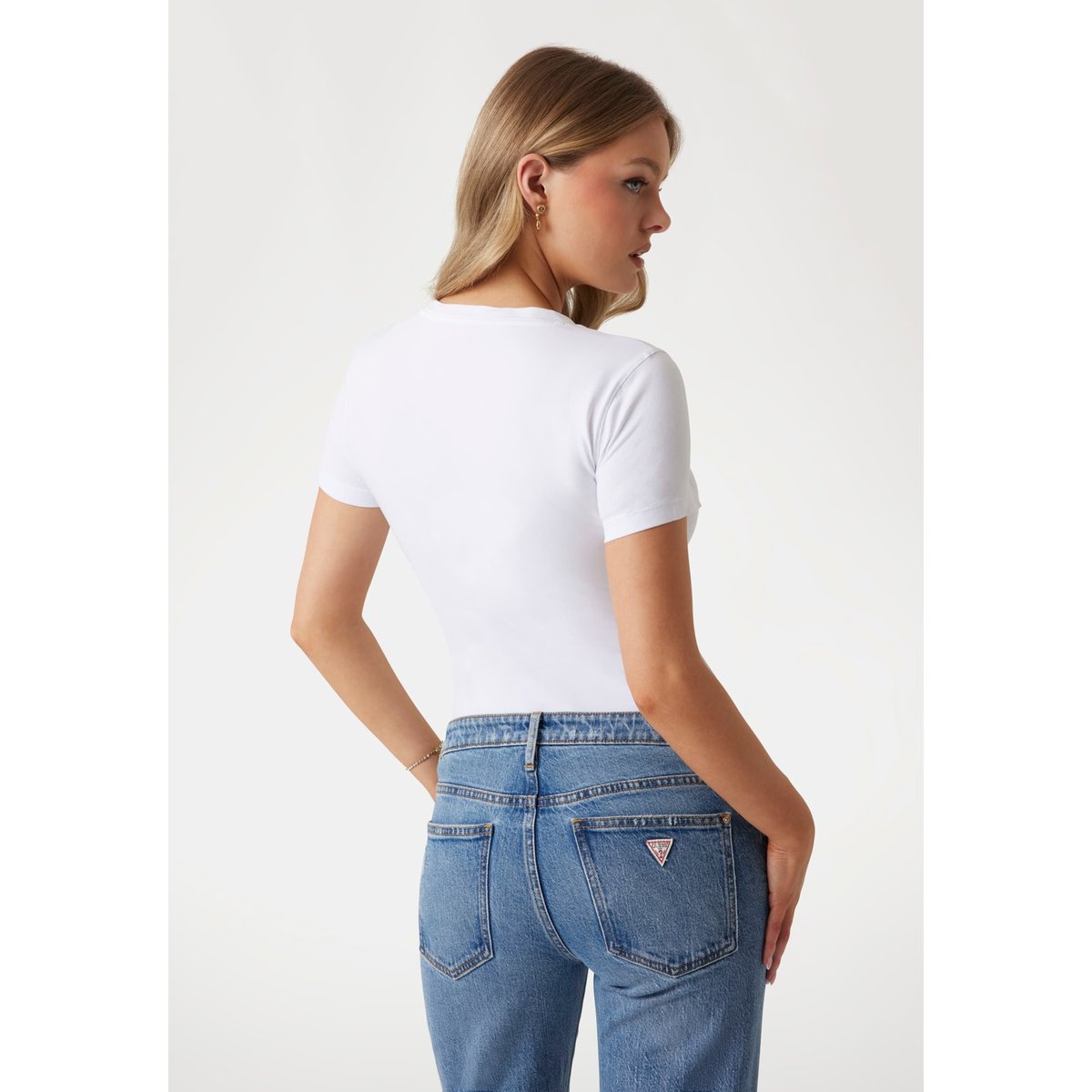 T-Shirt Logo Coupe Slim blanc, GUESS