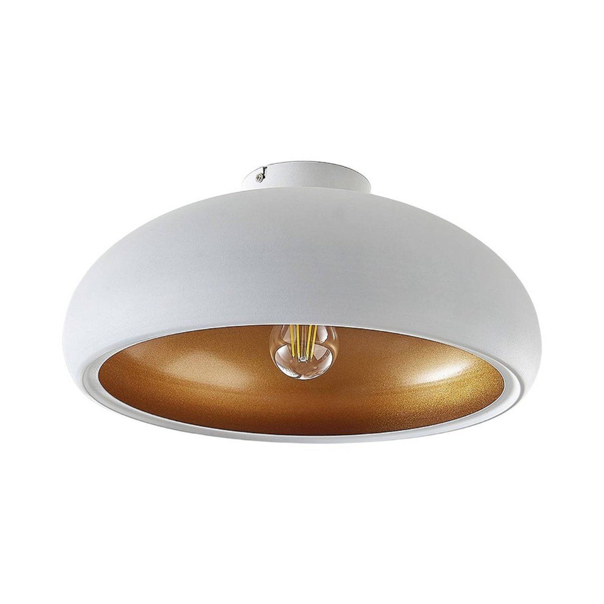 Plafonnier en métal moderne, Gerwina blanc, or, LINDBY